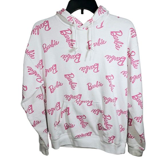 Barbie Hoodie Sweatshirt Womens Pink Signature Drawstring Hood Size Med *READ - Picture 1 of 12